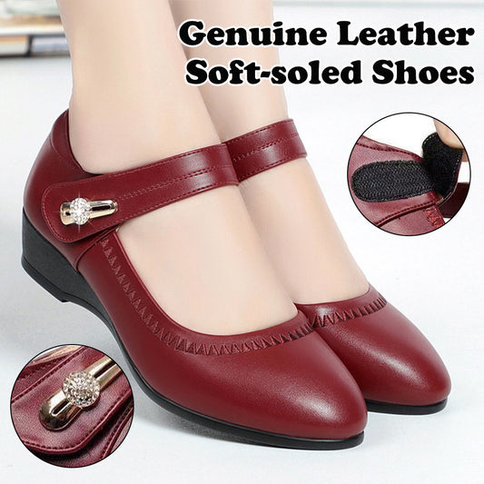 【35-41】Miękkie skórzane buty na obcasie z miękką podeszwą