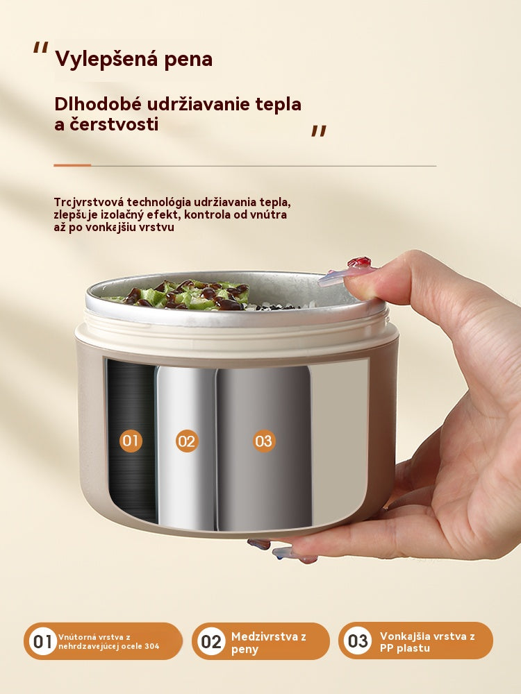 Termoska z nehrdzavejúcej ocele 304, viacvrstvová prenosná desiata, možno vložiť do mikrovlnnej rúry