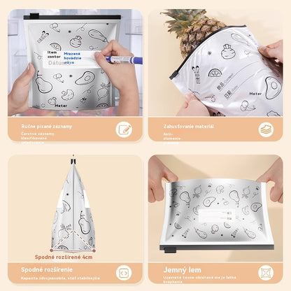 Vrecko z hliníkovej fólie potravinárskej kvality so zipsom na zachovanie čerstvosti, vhodné do domácej chladničky