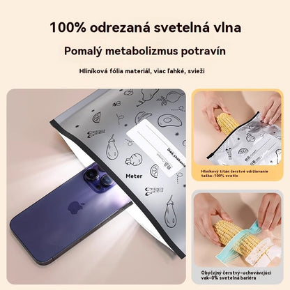 Vrecko z hliníkovej fólie potravinárskej kvality so zipsom na zachovanie čerstvosti, vhodné do domácej chladničky